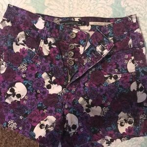 high waisted skull and flower shorts